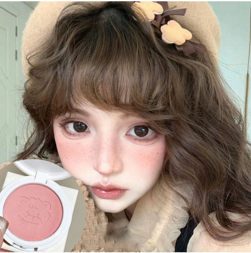 Monochrome Cute Blusher Peach Milk Pink Cream Natural Cheek Tint Brighten Waterproof Matte Face Contouring Blush Palette Makeup