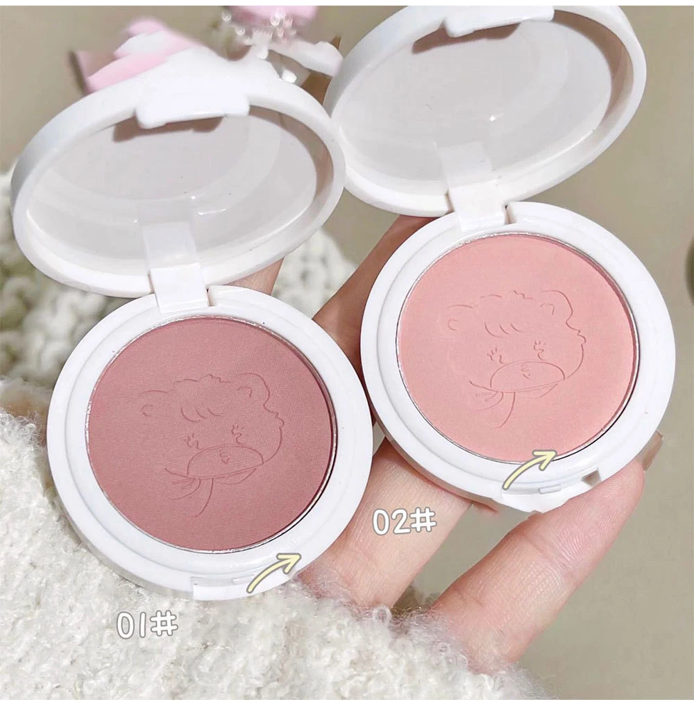 Monochrome Cute Blusher Peach Milk Pink Cream Natural Cheek Tint Brighten Waterproof Matte Face Contouring Blush Palette Makeup