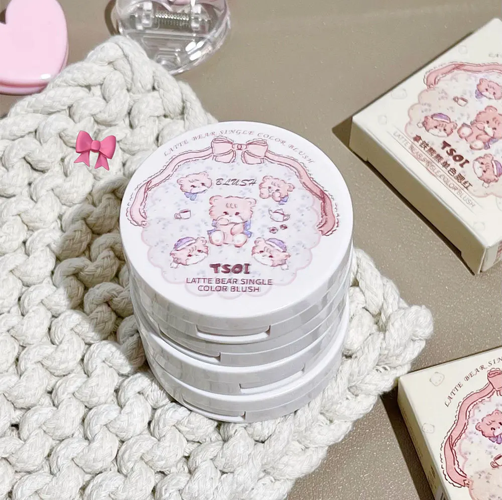 Monochrome Cute Blusher Peach Milk Pink Cream Natural Cheek Tint Brighten Waterproof Matte Face Contouring Blush Palette Makeup