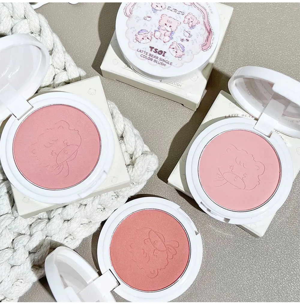 Monochrome Cute Blusher Peach Milk Pink Cream Natural Cheek Tint Brighten Waterproof Matte Face Contouring Blush Palette Makeup