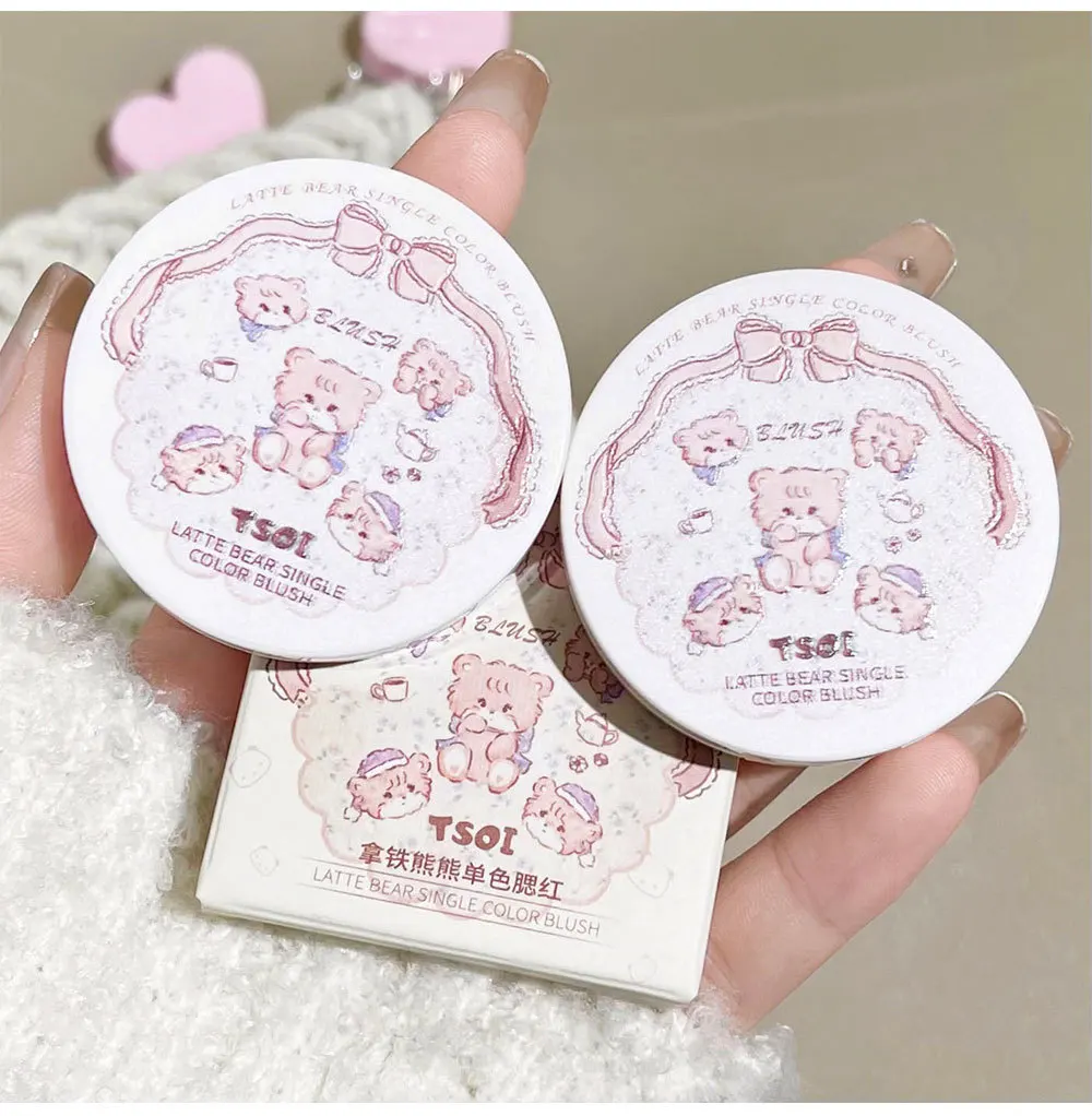 Monochrome Cute Blusher Peach Milk Pink Cream Natural Cheek Tint Brighten Waterproof Matte Face Contouring Blush Palette Makeup
