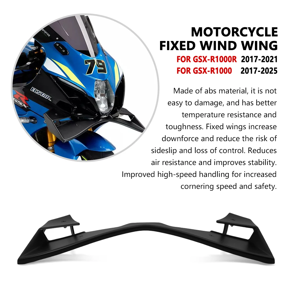 New Motorcycle Front Fairing Winglet Aerodynamic Wing Spoiler Winglet Fairing For GSX-R1000 2017-2025 GSX R1000R 2017-2021