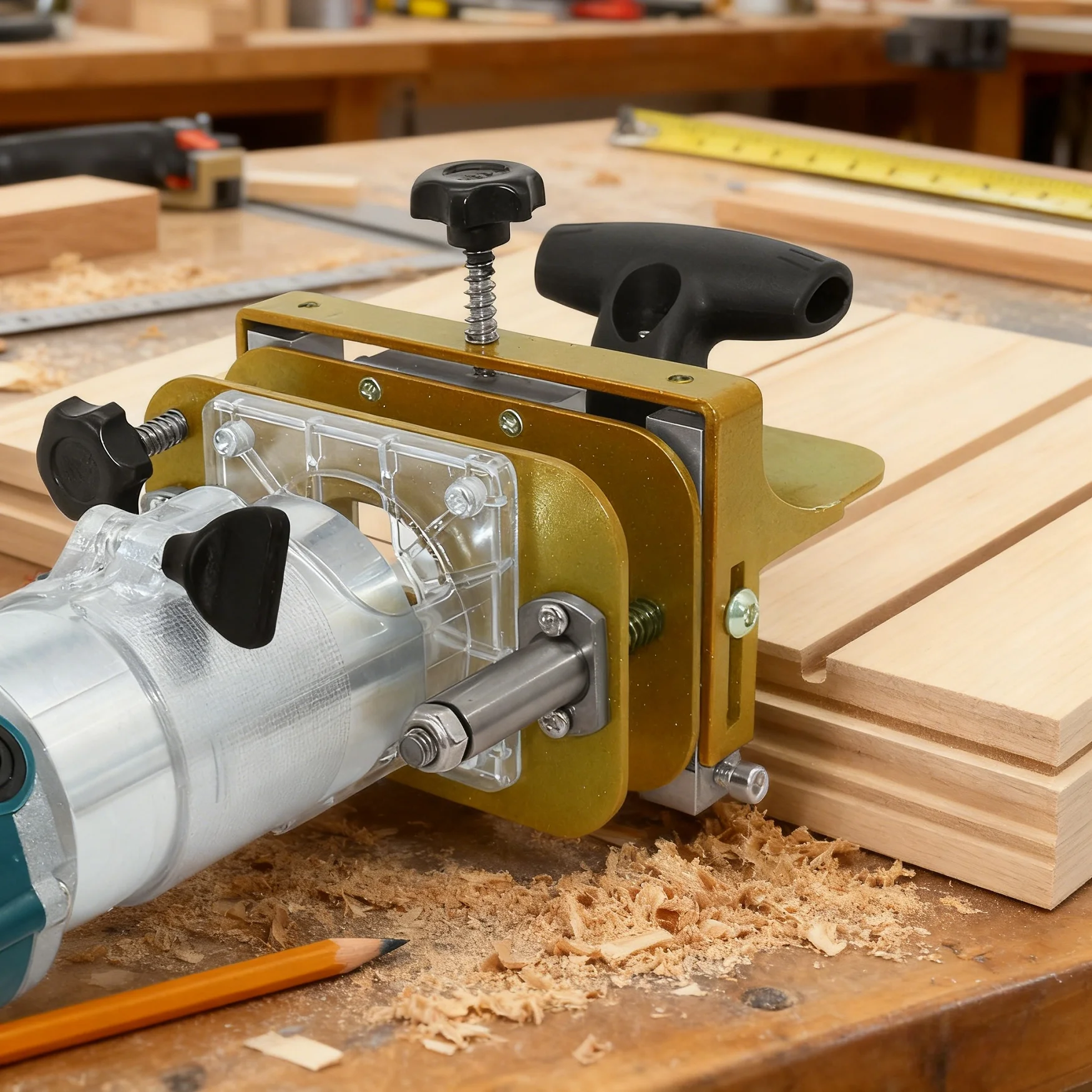 2‑in‑1 Invisible Fastener Slotting Jig Adjustable Woodworking Trimmer Bracket Mortising Groove Locator for Concealed Connectors
