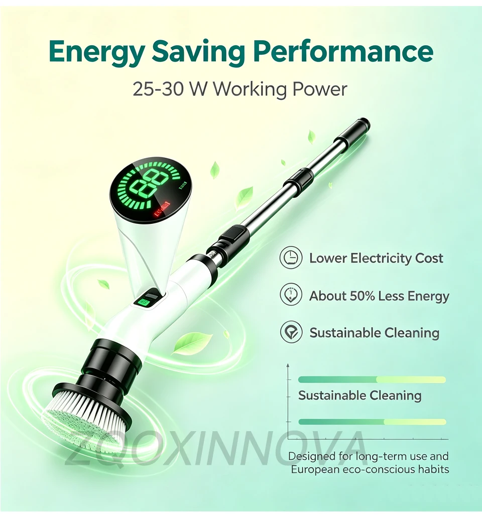 Electric Spin Scrubber, Bathroom Cordless Cleaning Brush Power Scrubber with Replaceable Brush Heads, Electric Cleaning Brush
