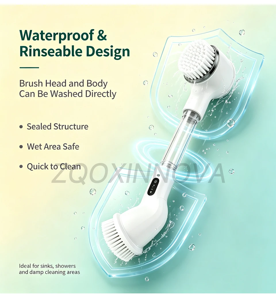 Electric Spin Scrubber, Bathroom Cordless Cleaning Brush Power Scrubber with Replaceable Brush Heads, Electric Cleaning Brush