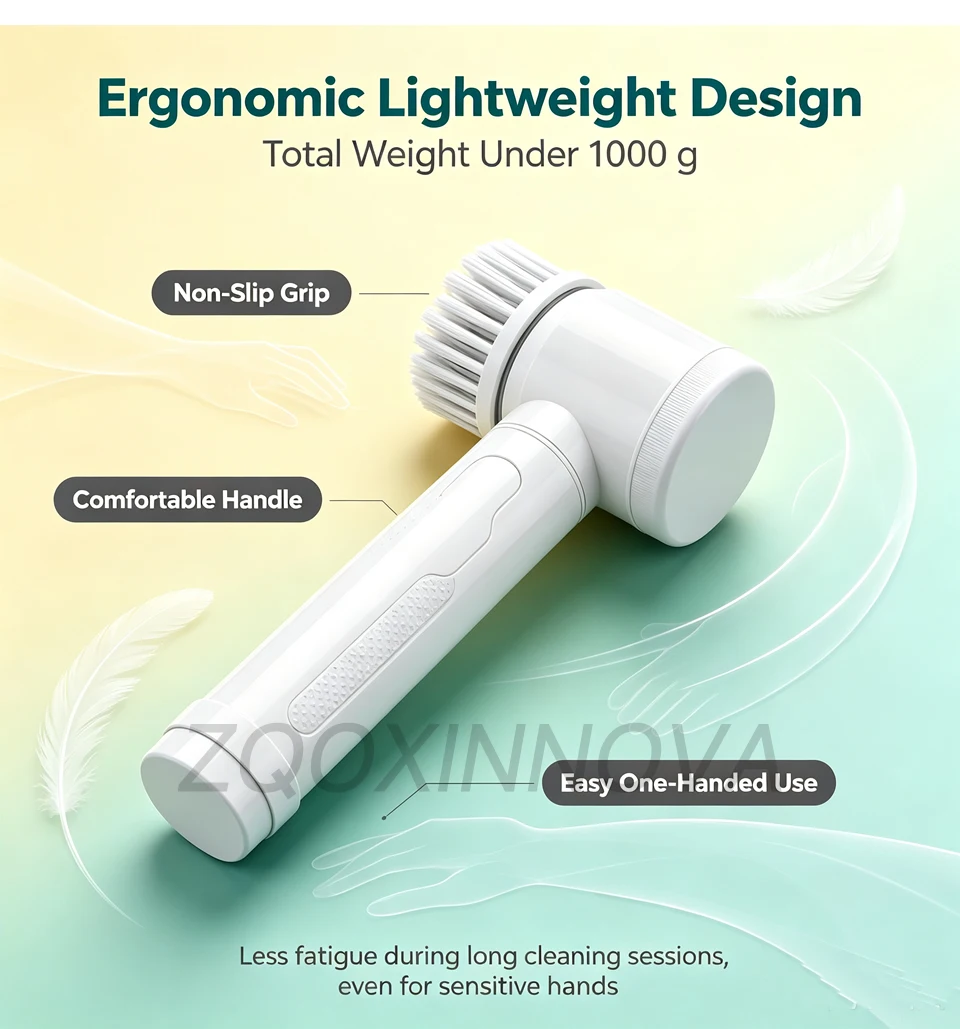 Electric Spin Scrubber, Bathroom Cordless Cleaning Brush Power Scrubber with Replaceable Brush Heads, Electric Cleaning Brush