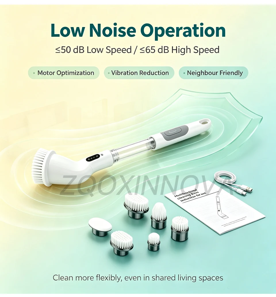 Electric Spin Scrubber, Bathroom Cordless Cleaning Brush Power Scrubber with Replaceable Brush Heads, Electric Cleaning Brush