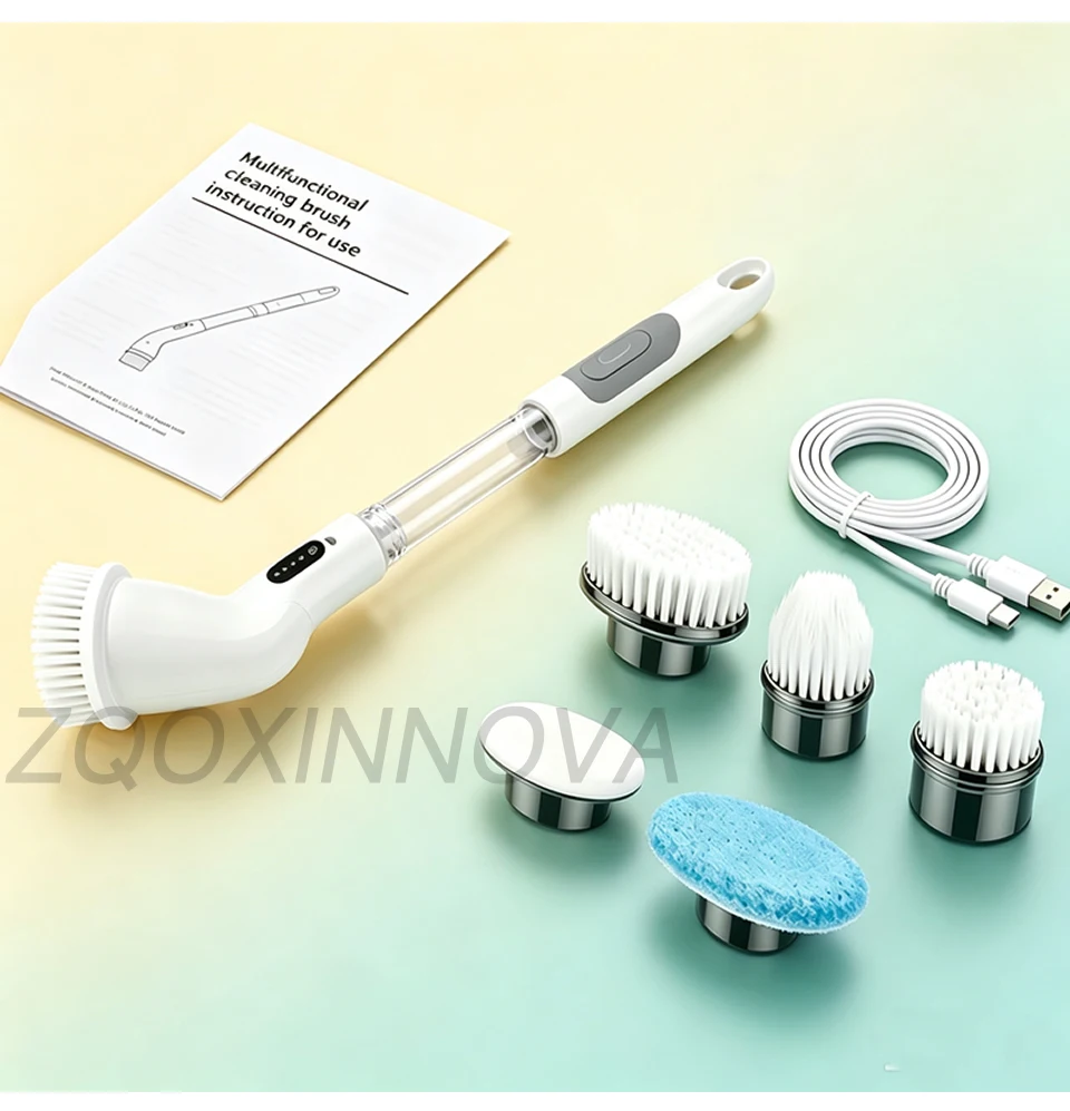 Electric Spin Scrubber, Bathroom Cordless Cleaning Brush Power Scrubber with Replaceable Brush Heads, Electric Cleaning Brush