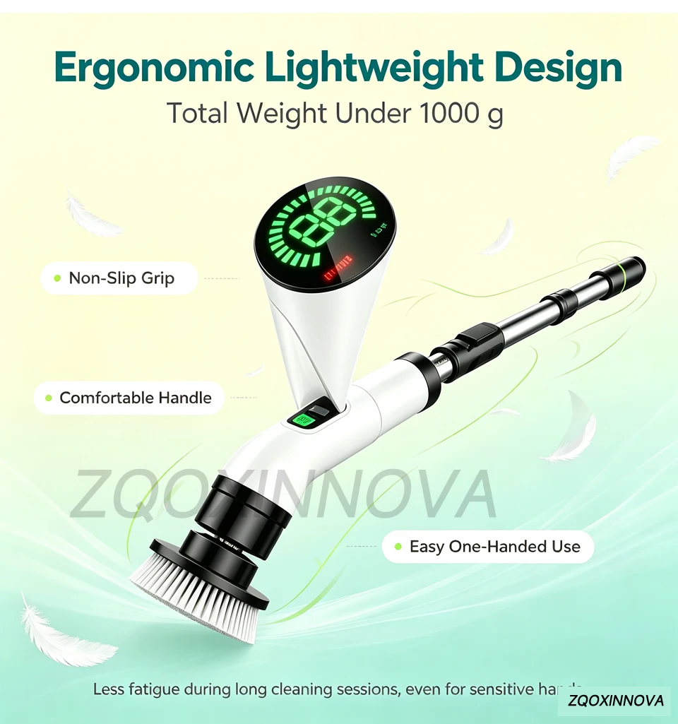 Electric Spin Scrubber, Bathroom Cordless Cleaning Brush Power Scrubber with Replaceable Brush Heads, Electric Cleaning Brush