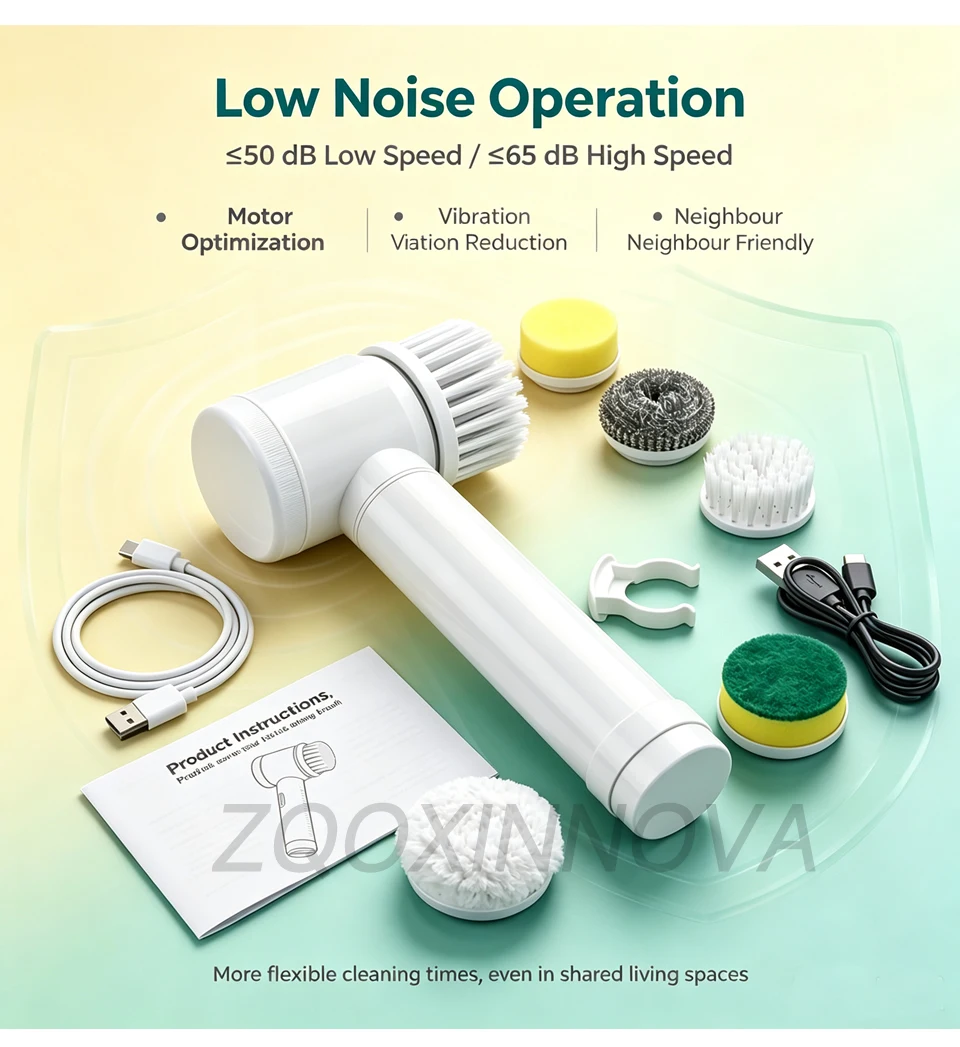 Electric Spin Scrubber, Bathroom Cordless Cleaning Brush Power Scrubber with Replaceable Brush Heads, Electric Cleaning Brush
