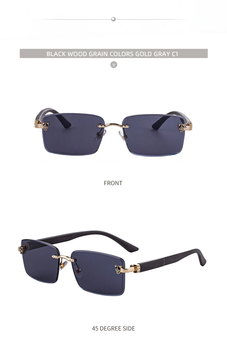 2026 Wooden Rimless Sunglasses Women Trendy Retro UV400 Protection Square Sunglass Men Brand Design Fashion Glasses Dropshipping
