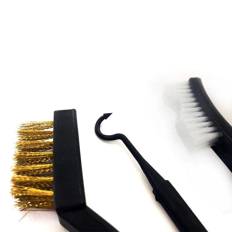 Double-end 3 pcs Mini Wire Brush Set Stainless Steel Brass Nylon Cleaning Polishing Detail Metal Rust Brush Cleaning Tool