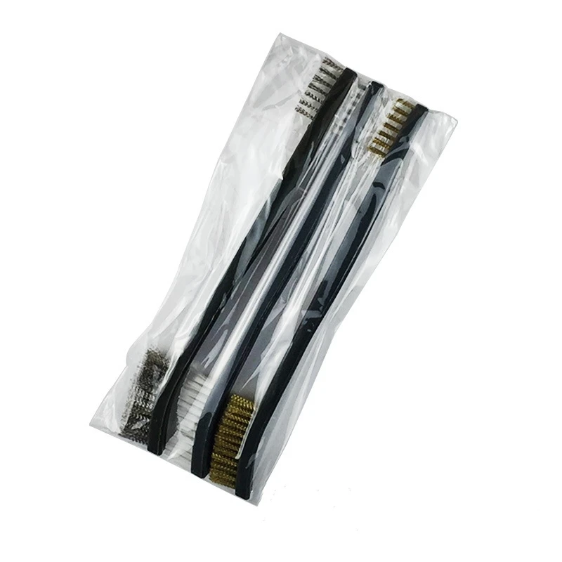 Double-end 3 pcs Mini Wire Brush Set Stainless Steel Brass Nylon Cleaning Polishing Detail Metal Rust Brush Cleaning Tool