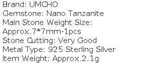 Nano Tanzanite Rings 925 Sterling Silver Ring 7mm Cushion Zircon Elegant Woman Rings