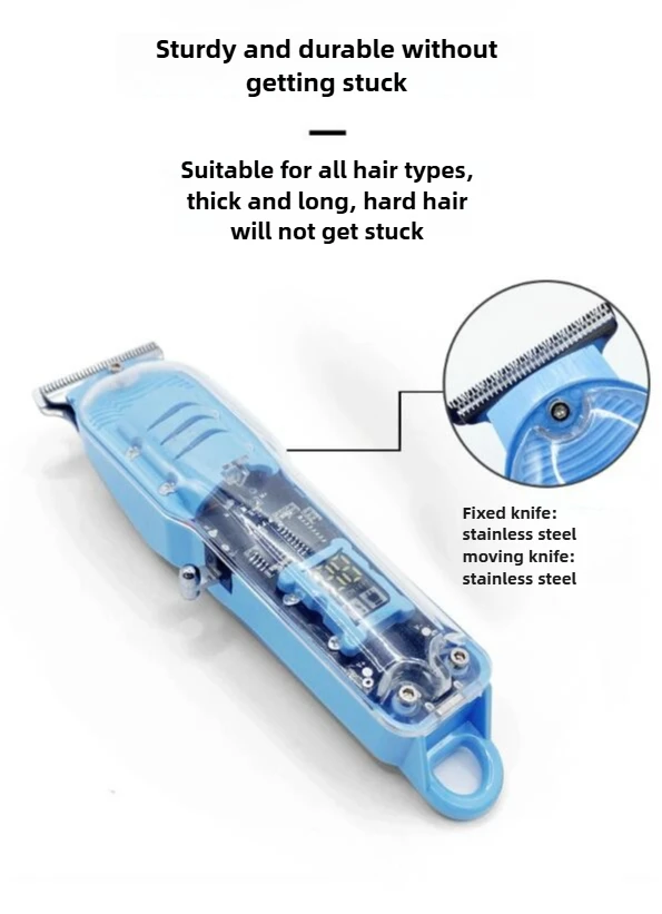 Hair Cut Machine Rechargeable Hair Clippers Transparent Professional Clippers Electric Hair Trimmers Shaver for Men