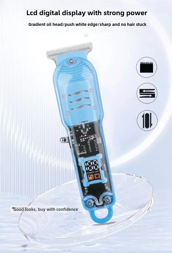 Hair Cut Machine Rechargeable Hair Clippers Transparent Professional Clippers Electric Hair Trimmers Shaver for Men