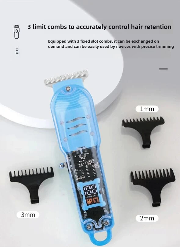 Hair Cut Machine Rechargeable Hair Clippers Transparent Professional Clippers Electric Hair Trimmers Shaver for Men