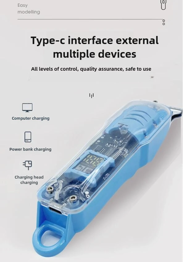 Hair Cut Machine Rechargeable Hair Clippers Transparent Professional Clippers Electric Hair Trimmers Shaver for Men