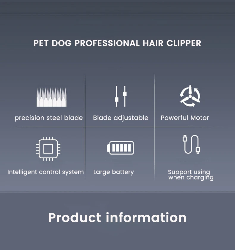 Professional Dog Hair Clippers Full Metal Rechargeable Pet Trimmer Cat Shaver Cutting Machine Puppy Grooming Haircut Low Noice