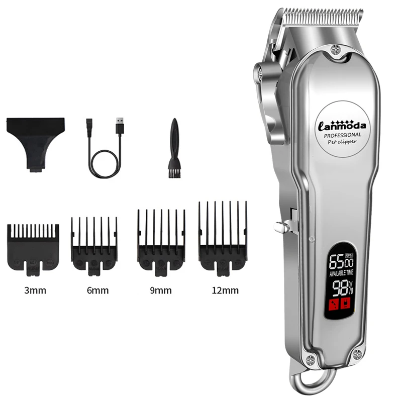 Professional Dog Hair Clippers Full Metal Rechargeable Pet Trimmer Cat Shaver Cutting Machine Puppy Grooming Haircut Low Noice