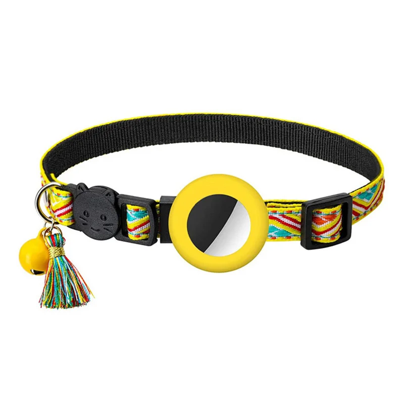 New Airtag Pet Collar Adjustable Nylon Puppy Cat Collar With Bell Anti-lost Pet Necklace With Apple Airtag Holder Pet Supplies
