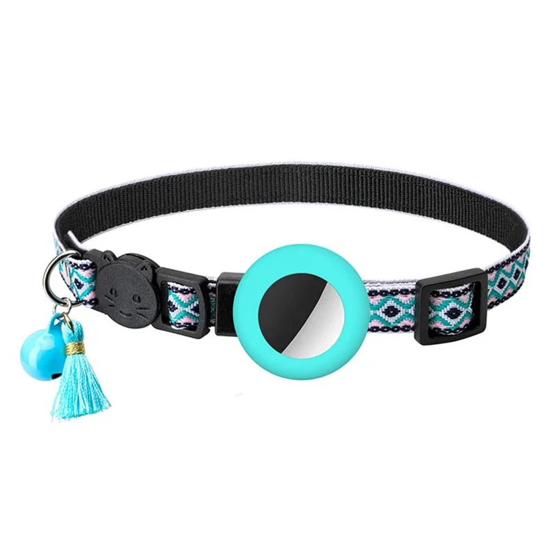 New Airtag Pet Collar Adjustable Nylon Puppy Cat Collar With Bell Anti-lost Pet Necklace With Apple Airtag Holder Pet Supplies
