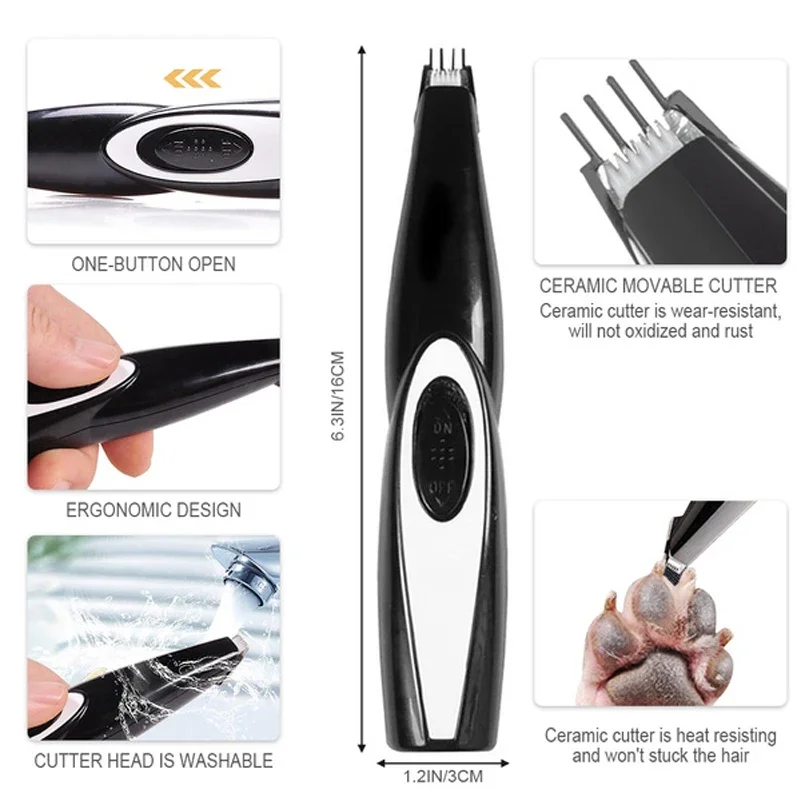 Electric Pet Clipper Grooming Kit for Dogs Reachageable Trimmer Haircut Cat Hair Cutting Remover Quiet Nail Grinder Machine Set