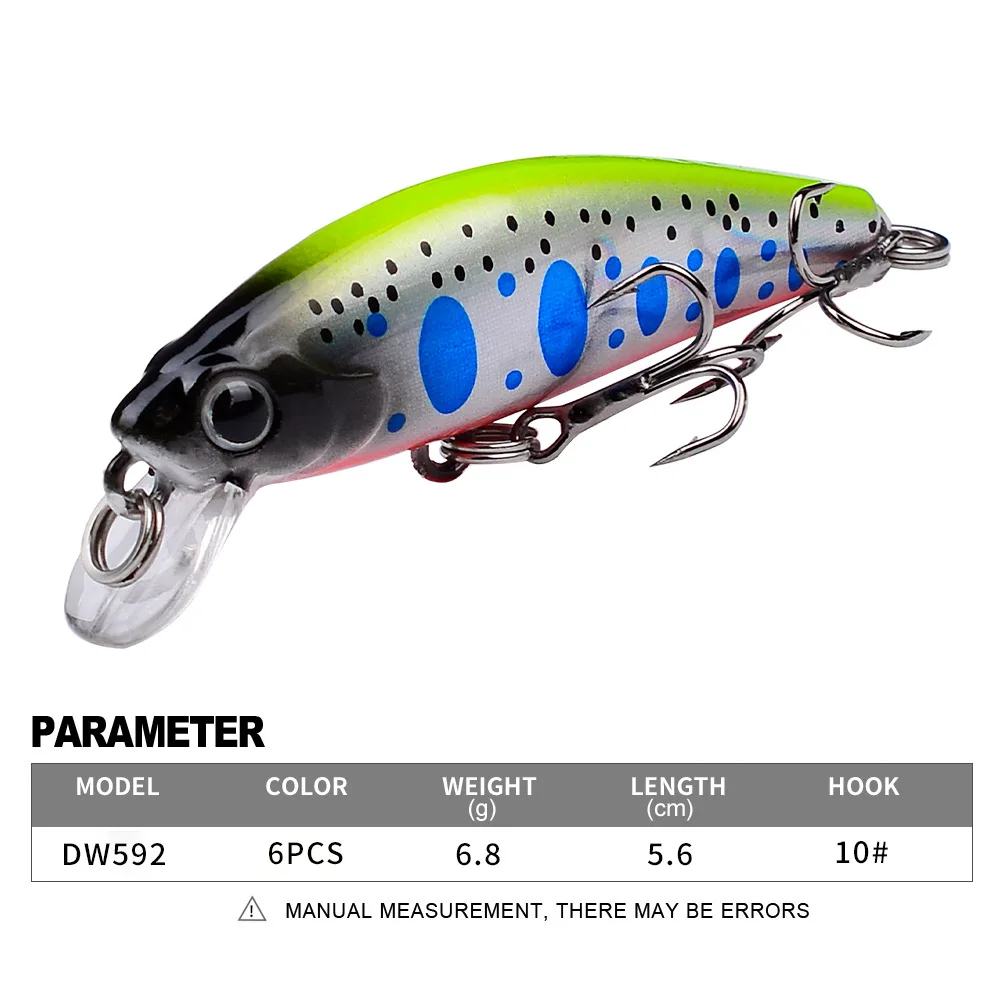 Mini Sinking Minnow Wobblers Fishing Lures 5.6cm 6.8g Trout Artificial Plastic Hard Bait Jerkbait Crankbait Bass Fishing Tackle