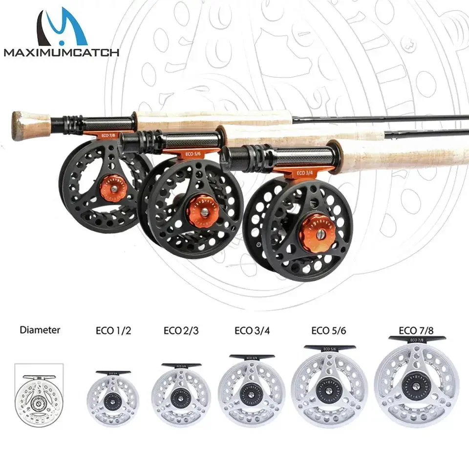 Maximumcatch ECO Fly Fishing Reel 3/4/5/6/7/8WT Large Arbor Die Casting Aluminum Fly Reel Smooth Drag Trout Bass Fishing Reel