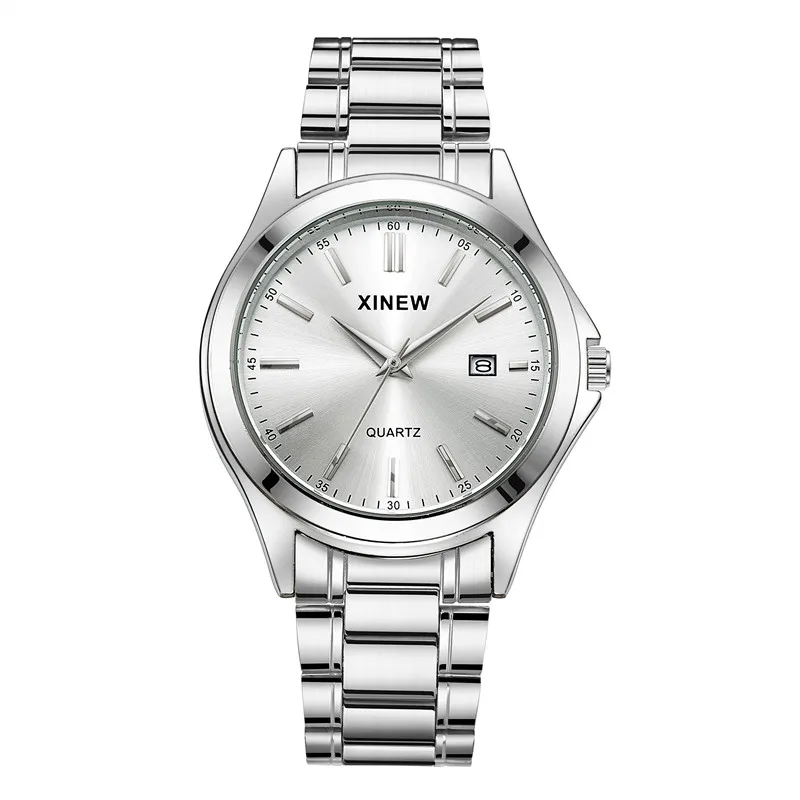 Montre Homme XINEW Brand Students Watches Men Boys Fashion Stainless Steel Band Date Quartz Watch Relogio Masculino Reloj Hombre