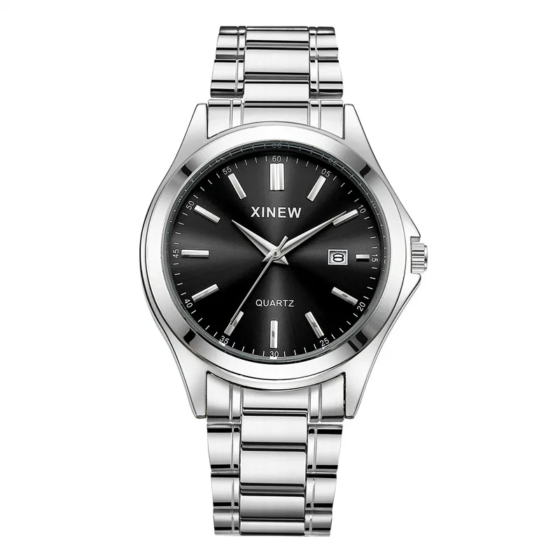 Montre Homme XINEW Brand Students Watches Men Boys Fashion Stainless Steel Band Date Quartz Watch Relogio Masculino Reloj Hombre