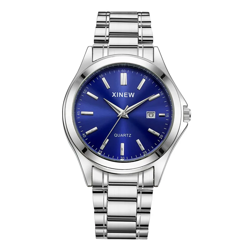 Montre Homme XINEW Brand Students Watches Men Boys Fashion Stainless Steel Band Date Quartz Watch Relogio Masculino Reloj Hombre