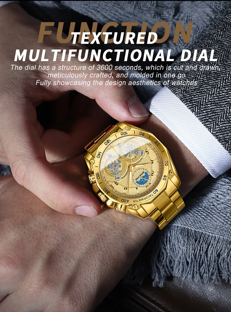 BINBOND Luxury Men Quartz Watches Fashion Concept Decorative Dial Casual Military Sports Wristwatch Waterproof Men's Clock