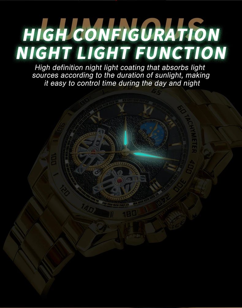 BINBOND Luxury Men Quartz Watches Fashion Concept Decorative Dial Casual Military Sports Wristwatch Waterproof Men's Clock