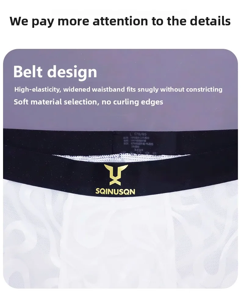 Luxury Men's Sheer Mesh Boxer Briefs Sexy Velvet Flocked Print Underwear Wide Elastic Waistband Breathable 3D Contour Pouch No R