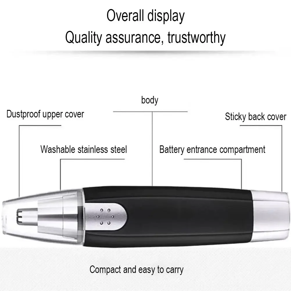 Nose Ear Eyebrow Trimmer Painless Facial Hair Shaver Grooming Kit for Men Women Cordless Battery Powered 