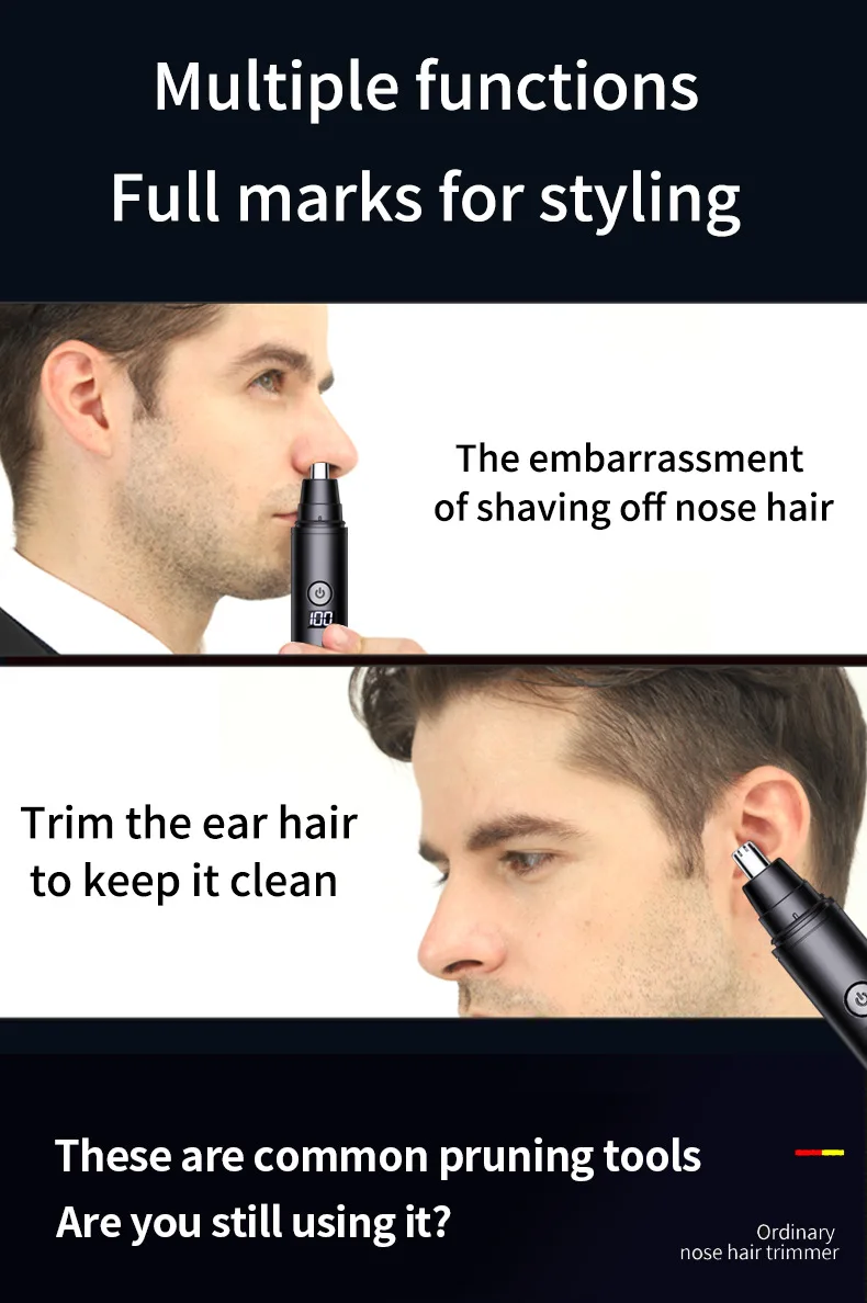 Mini Pocket Nose Hair Trimmer Painless Clipper Nose Ears Hair Eyebrow Waterproof Portable Trimmer For Men Women