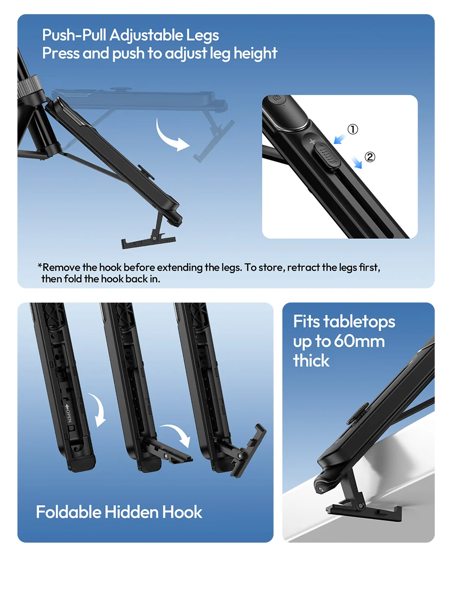 Ulanzi TT86 Mini Overhead Selfie Stick Tripod Magnetic&Clamp for Smartphone Selfie Stick for Outdoor Travel Photography