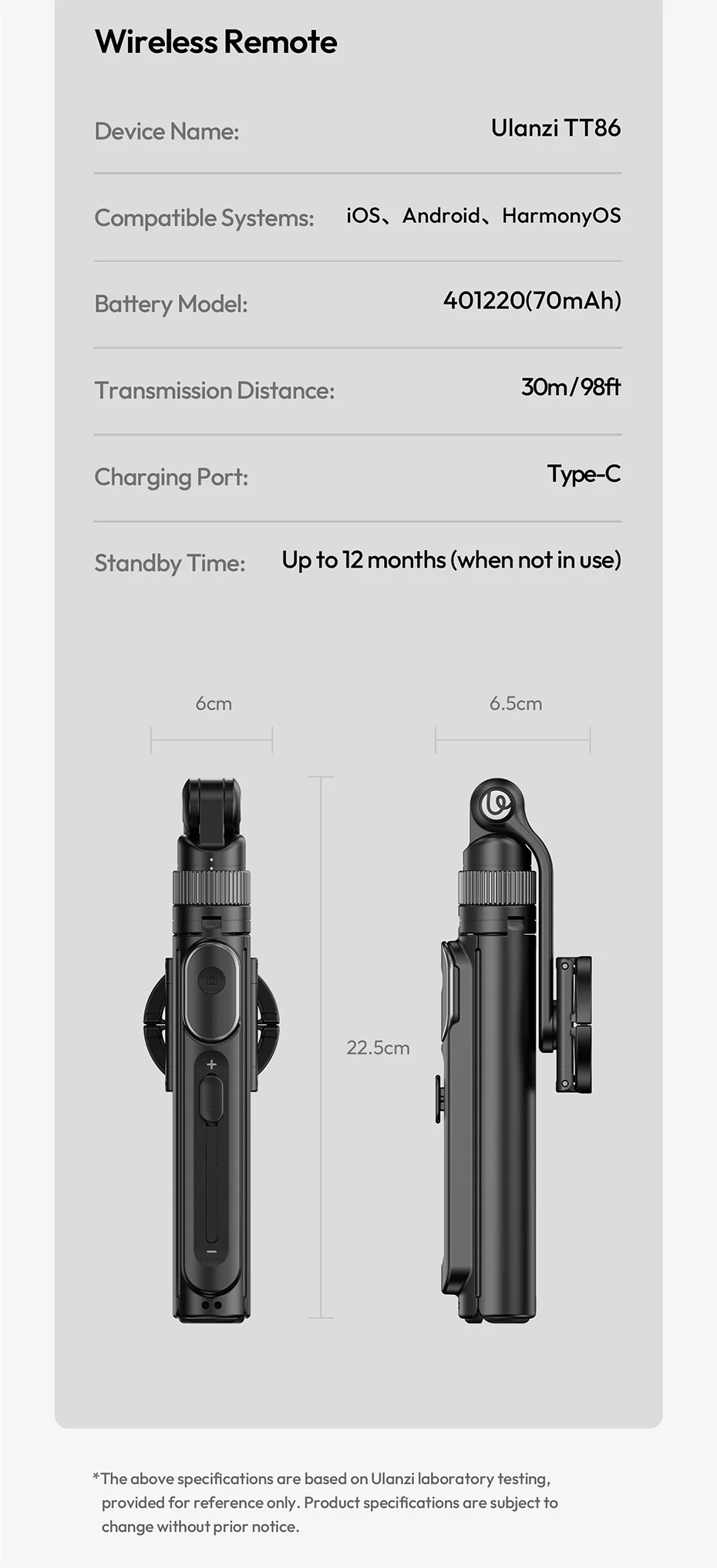 Ulanzi TT86 Mini Overhead Selfie Stick Tripod Magnetic&Clamp for Smartphone Selfie Stick for Outdoor Travel Photography