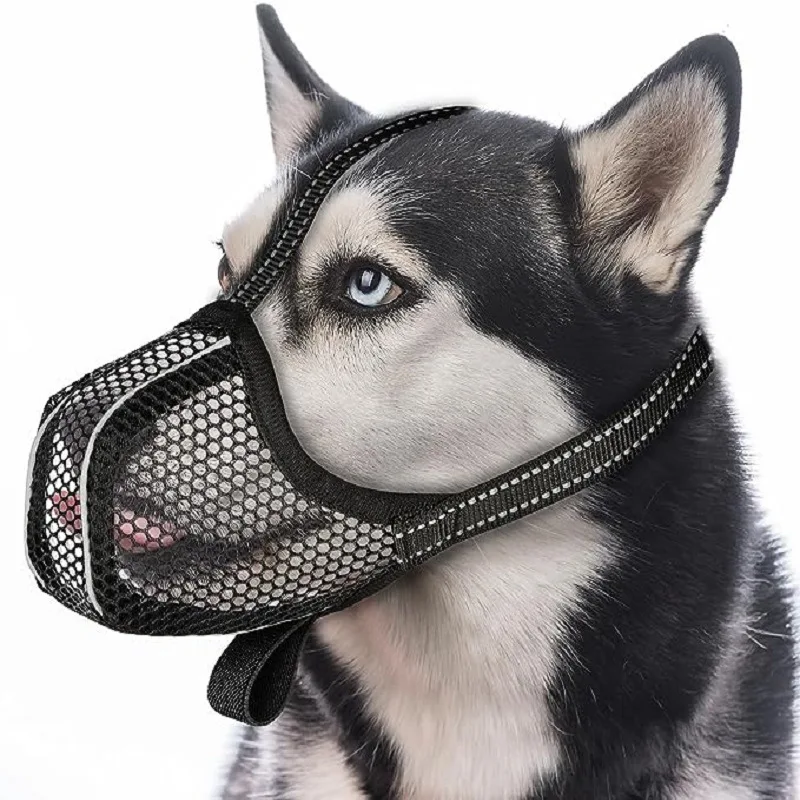 Soft Dog Muzzle for Small Large Dogs Mask Anti Biting Chewing Licking Breathable No Bark Mesh Printed Full Coverage