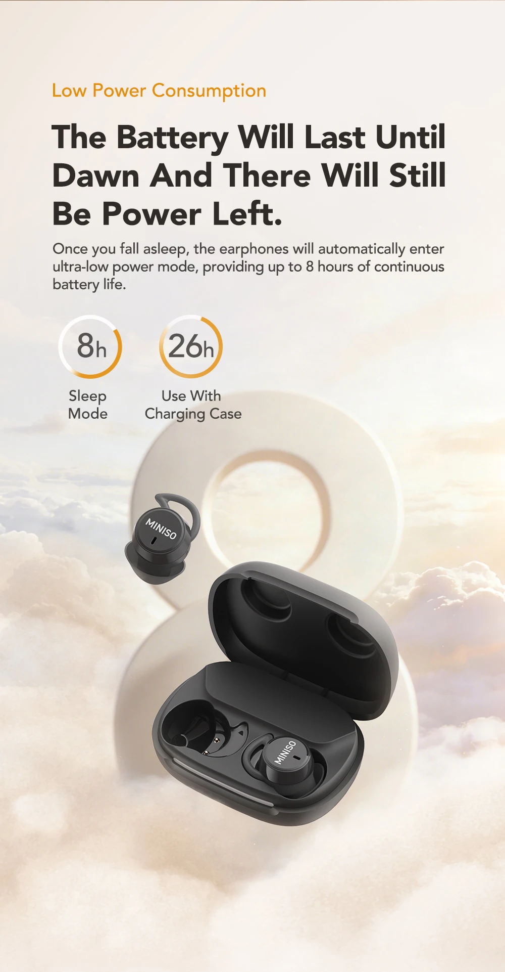 MINISO MS217 Sleep Aid Headphones Bluetooth Earphone AI Translation Earbuds in-Ear Wireless Headphones Sleep Friendly