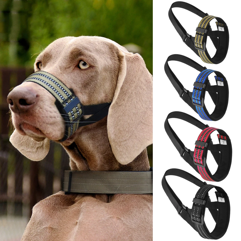 Reflective Tactical Masks for Medium Large Dogs Weimaraner Labrador Type 7 Semi Closed Pet Mouth Cover Big Dog Accessories