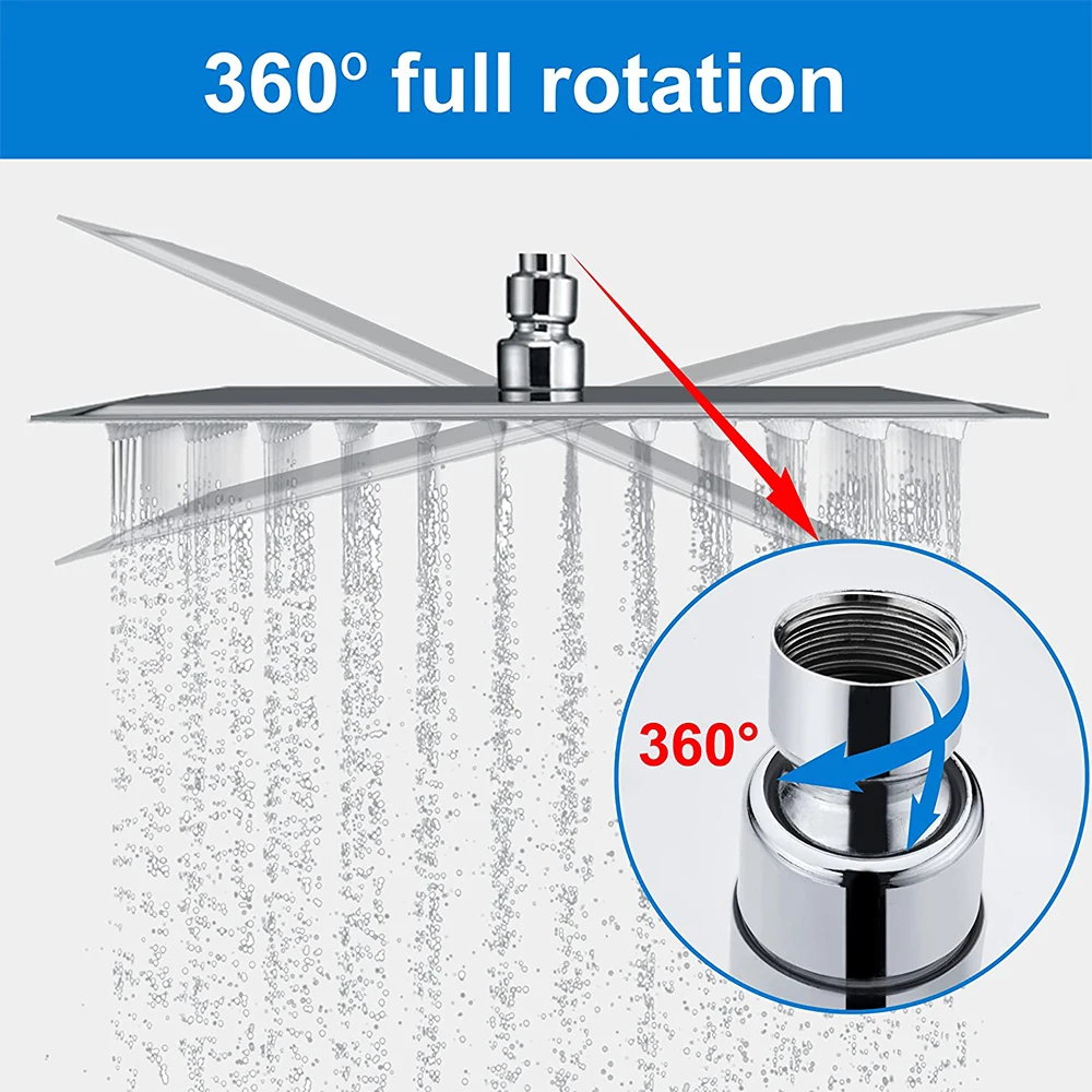 High Pressure Waterfall Stainless Steel Shower Head Golden High Flow 8" 10" 12" Pressure Boosting Design Spa Bathroom Showerhead