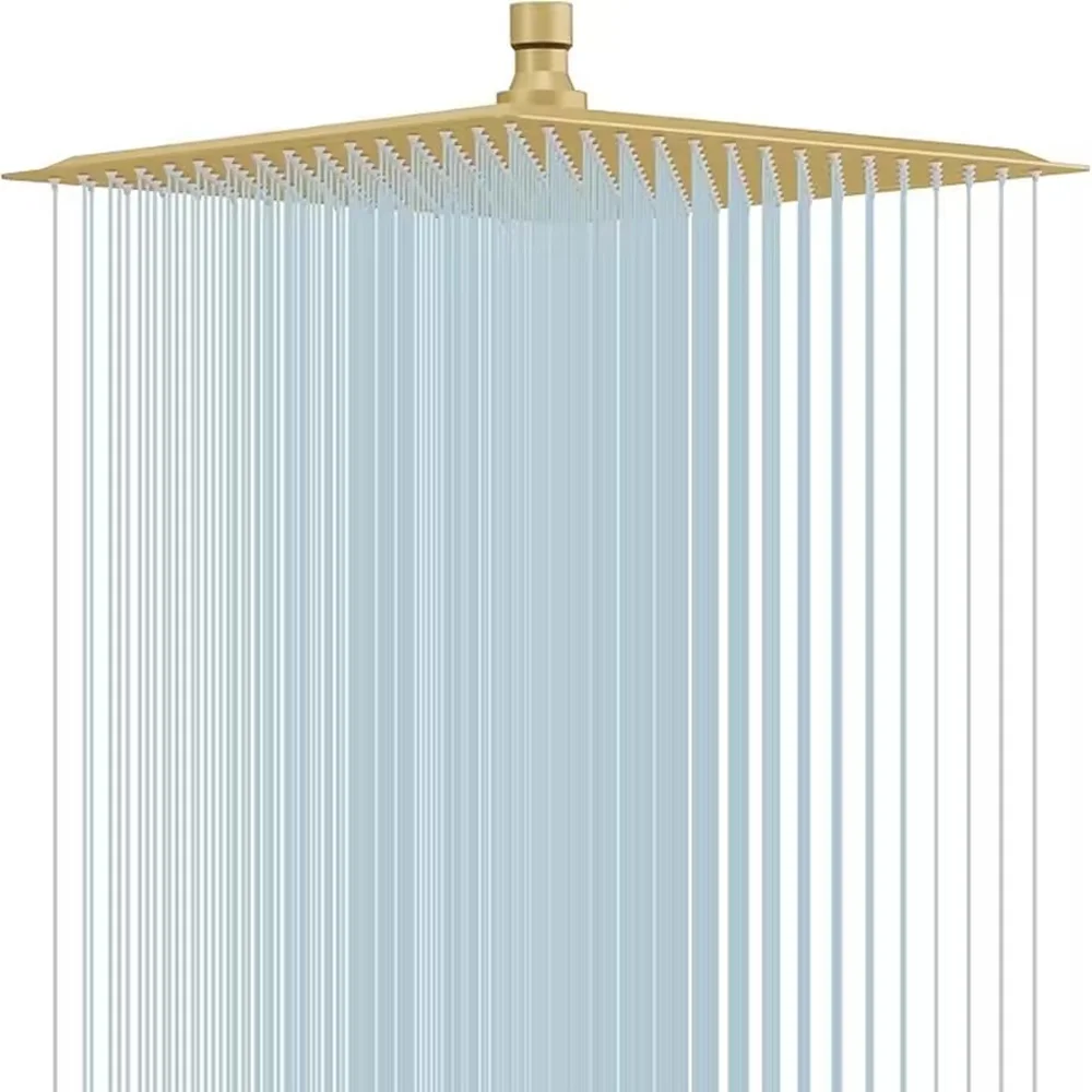 High Pressure Waterfall Stainless Steel Shower Head Golden High Flow 8" 10" 12" Pressure Boosting Design Spa Bathroom Showerhead