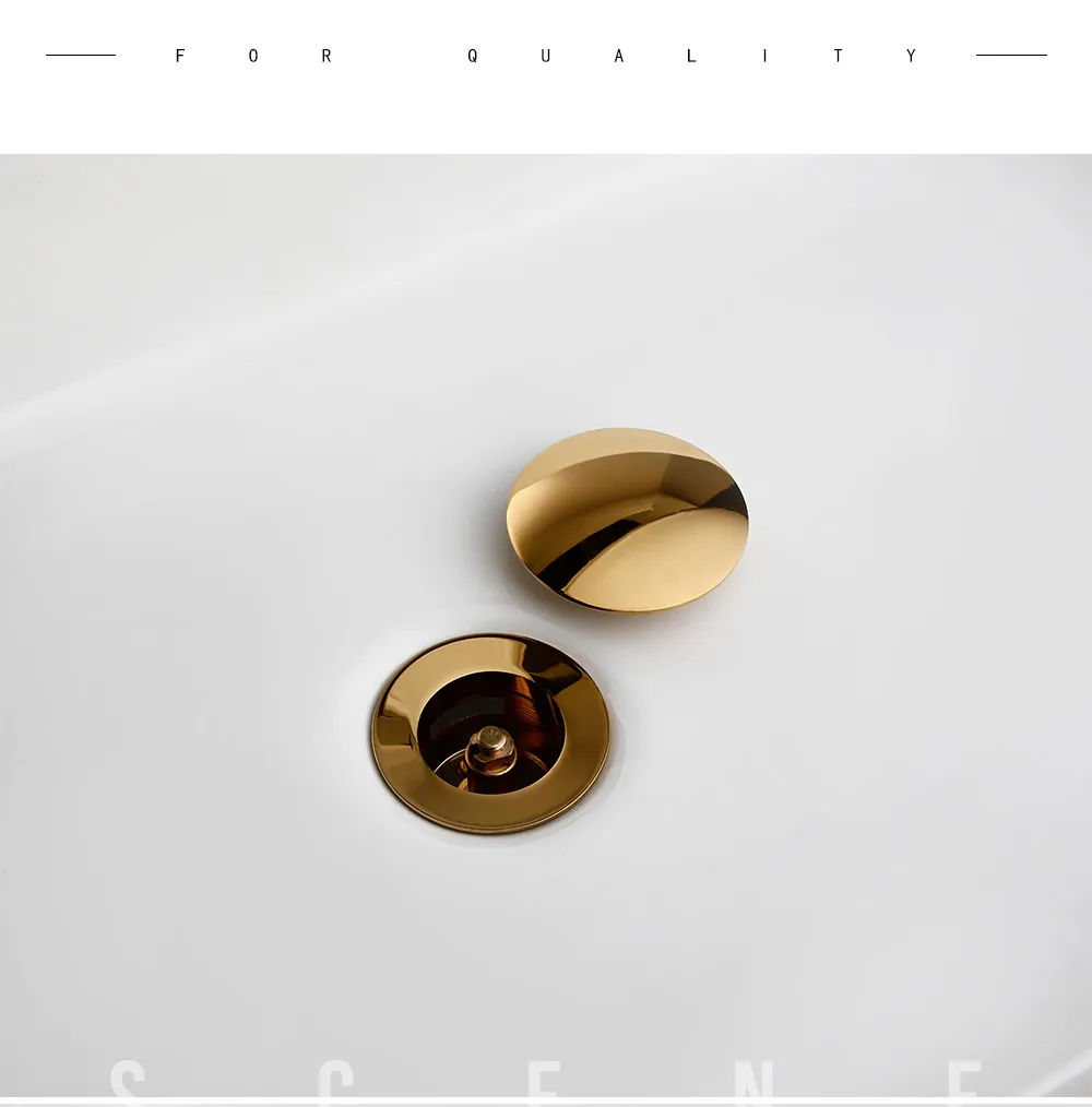 Bagnolux Polished Gold Basin Sink Drainer Corrosion Resistant Easy To Clean Pop Up Button Round Hole Bathroom Hotel Drainer