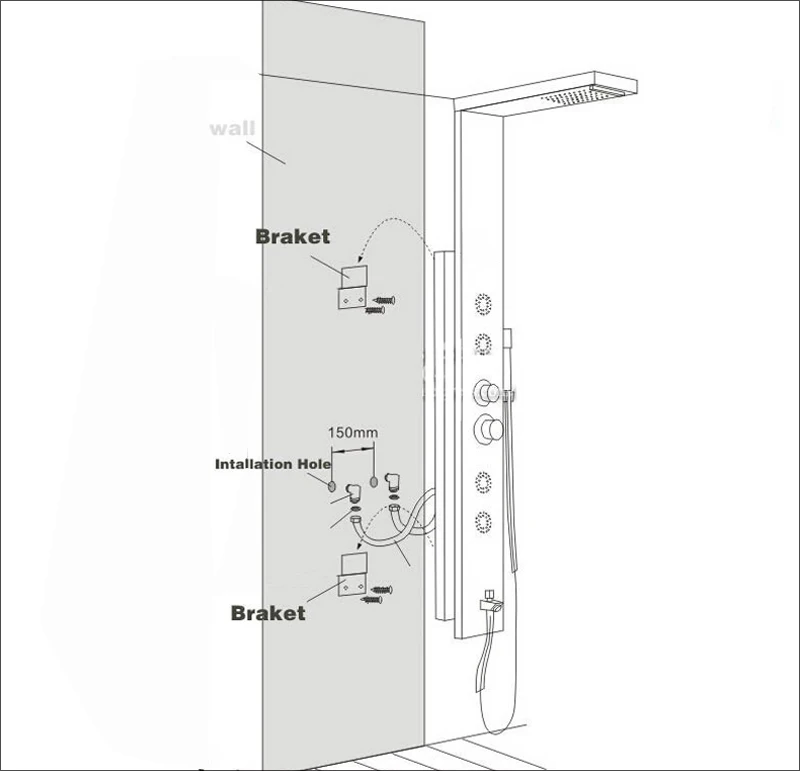 Newly Luxury Black/Brushed Bathroom Shower Faucet LED Shower Panel Column Bathtub Mixer Tap With Hand Shower Temperature Screen