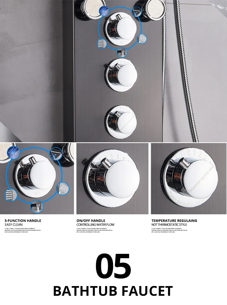 Newly Luxury Black/Brushed Bathroom Shower Faucet LED Shower Panel Column Bathtub Mixer Tap With Hand Shower Temperature Screen