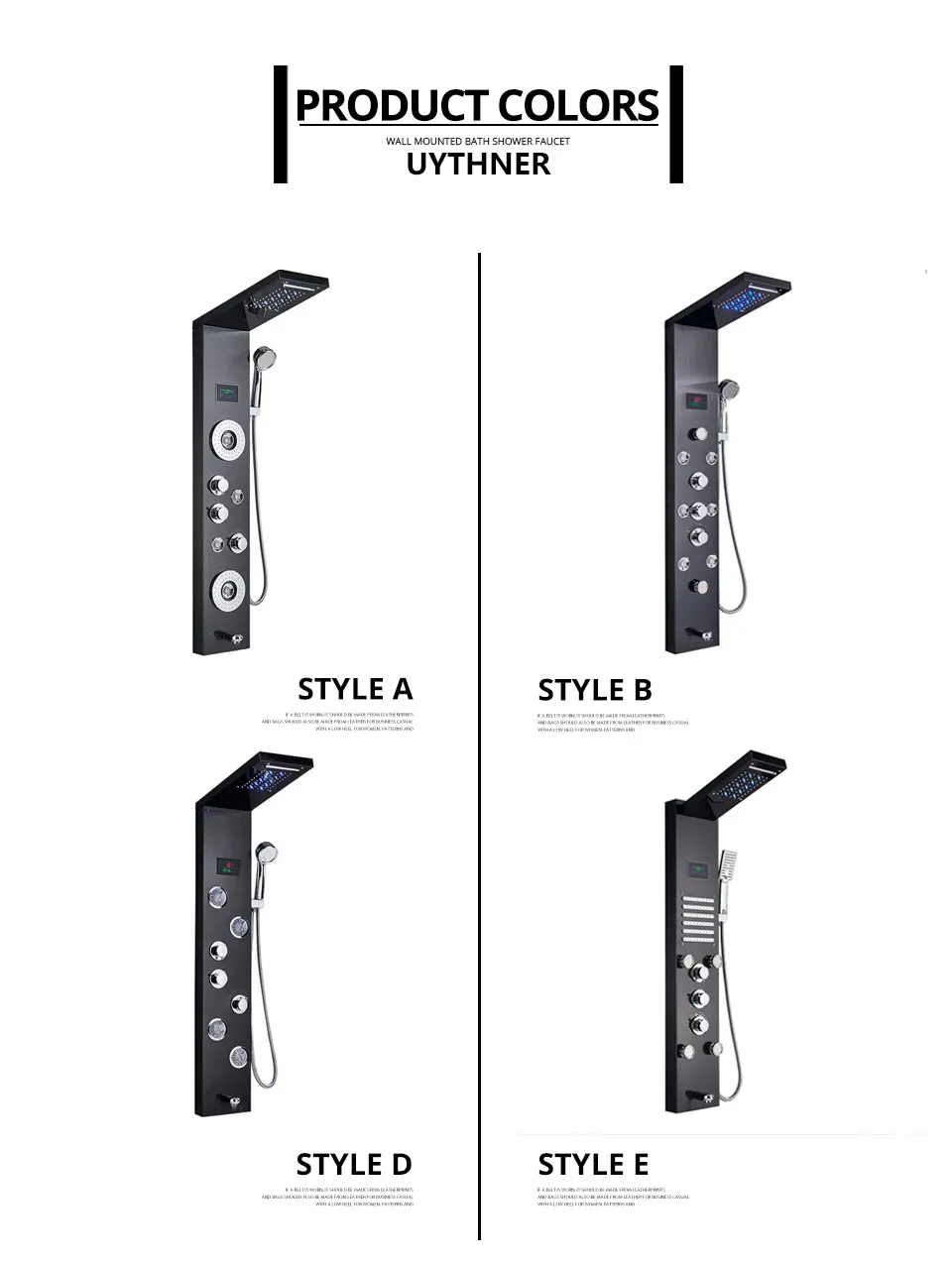 Newly Luxury Black/Brushed Bathroom Shower Faucet LED Shower Panel Column Bathtub Mixer Tap With Hand Shower Temperature Screen