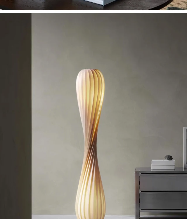 Light Luxury Wooden Curved Shade Floor Lamp Modern Standing Lamp for Living Room Bedroom Entryway Home Interior Decor Lighting