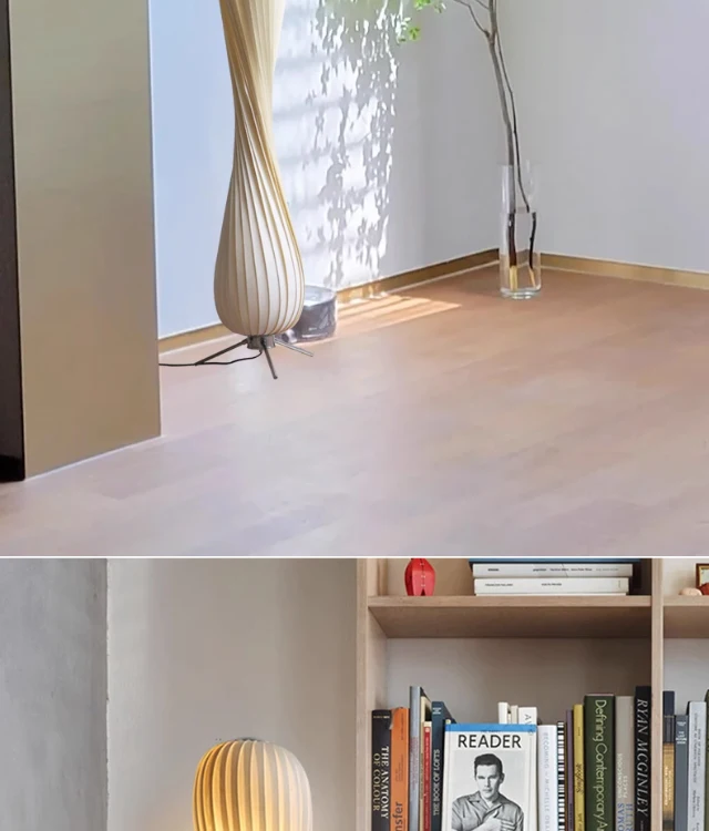 Light Luxury Wooden Curved Shade Floor Lamp Modern Standing Lamp for Living Room Bedroom Entryway Home Interior Decor Lighting